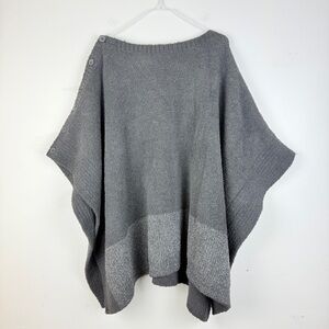 Barefoot Dreams CozyChic Poncho Wrap Gray OS Plus Ultra Soft Lounge Travel Layer
